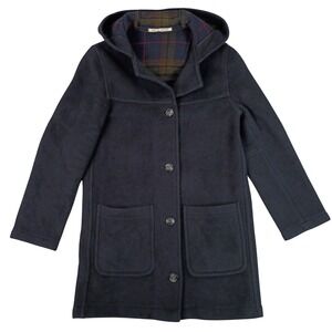Burberry London Women's US 6 Wool Cashmere Warm Hooded Duffle Coat Plaid Lined